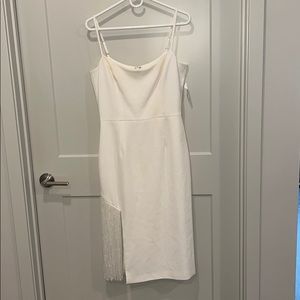 Dress the Population Off-White Fringe (Neiman Marcus) Medium Dress